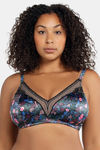 Parfait Padded Non-Wired Full Coverage Bralette - Black w Floral — thumbnail 1