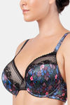 Parfait Padded Wired Full Coverage T-Shirt Bra - Black w Floral — thumbnail 4