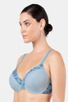 Parfait Padded Wired Full Coverage T-Shirt Bra - Dream Blue w Floral Print — thumbnail 2