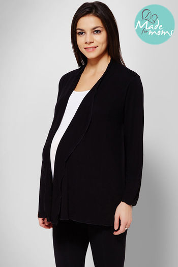 model image of Zivame Made For Moms Front Open Full Sleeves Maternity Shrug-Black