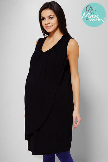 model image of Zivame Made For Moms Sleeveless Maternity And Nursing Dress-Black