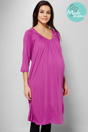 Zivame Made For Moms Gathered Front Maternity And Nursing Dress-Purple