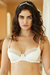 Zivame Satin Low Back Padded Balconette Bra- Pearl White (A-DD) — thumbnail 2