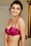 Zivame Satin Strapless Padded Balconette Bra- Mystic Magenta — thumbnail 2