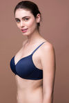 Zivame Glitter Straps Radiance Smooth Padded Wirefree T-Shirt Bra- Navy — thumbnail 4