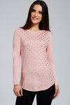 Zivame Aire Slim Fit Polka Dot Foil Print Top- Pink — thumbnail 2
