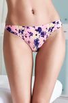 Zivame No Panty Line Laser Cut Coral Floral N Solid Thong Briefs (Pack of 2)- Multicolor — thumbnail 3
