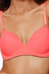 Zivame Padded Wired Medium Coverage T-Shirt Bra-Neon Coral — thumbnail 4