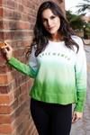 Zivame Embrace Cotton Terry Asymmetric Hemline Sweatshirt- White n Green — thumbnail 1