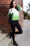 Zivame Embrace Cotton Terry Asymmetric Hemline Sweatshirt- White n Green — thumbnail 2