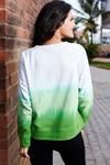 Zivame Embrace Cotton Terry Asymmetric Hemline Sweatshirt- White n Green — thumbnail 3