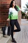 Zivame Embrace Cotton Terry Asymmetric Hemline Sweatshirt- White n Green — thumbnail 4