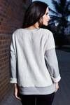 Zivame Embrace Reverse Fabric Three Quarter Sleeve Relax-Fit Sweatshirt- Grey — thumbnail 3