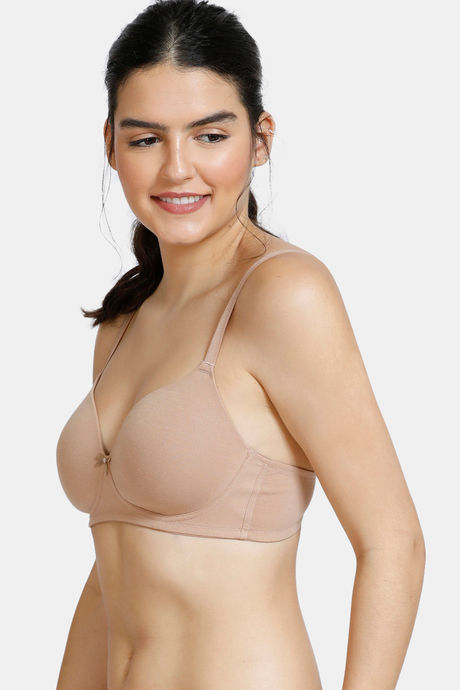 Zivame Padded Non Wired 3/4Th Coverage T-Shirt Bra - Roebuck — image 3