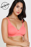 ZIvame True Curv Single Layered Non Wired 3/4Th Coverage Minimiser Bra - Peach — thumbnail 1