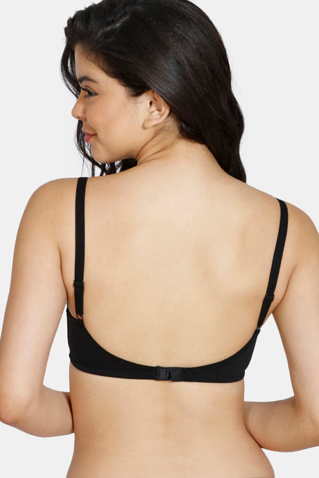 Zivame Padded Non-Wired 3/4th Coverage Ultra Low Back T-Shirt Bra - Black — image 2