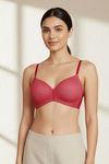 Zivame Padded Non Wired 3/4Th Coverage T-Shirt Bra - Burgundy — thumbnail 3