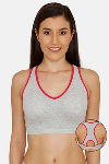 Zivame Double Layered Wire Free Sports Bra - Grey — thumbnail 1