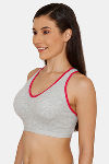Zivame Double Layered Wire Free Sports Bra - Grey — thumbnail 3