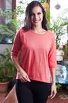 Zivame Soulfit Relaxed Fit Top With Three Quarter Sleeves-Red — thumbnail 1