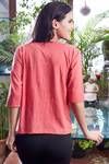 Zivame Soulfit Relaxed Fit Top With Three Quarter Sleeves-Red — thumbnail 2