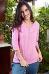 Zivame Soulfit Easy Care Relax Fit Top With Button Front-Pink — thumbnail 1