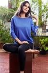 Zivame Soulfit Straight Fit Boat Neck Top With Back Zip-Blue — thumbnail 3