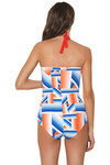 Zivame Aqua Geometric Stripe Halter Neck Tummy Control Swimsuit — thumbnail 2
