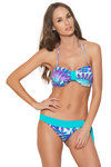 Zivame Aqua Abstract Feather Print Bandeau Bikini Set With Removable Cups — thumbnail 1