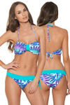 Zivame Aqua Abstract Feather Print Bandeau Bikini Set With Removable Cups — thumbnail 3
