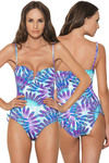 Zivame Aqua Abstract Feather Print Swimsuit With Removable Cups — thumbnail 3
