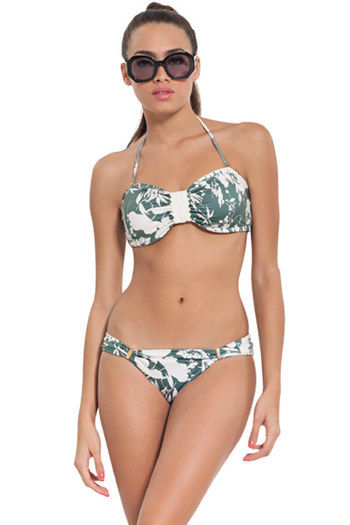 model image of Zivame Aqua Floral Print Bandeau Bikini Set With Removable Cups