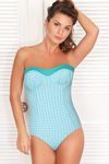 Zivame Aqua Check Print Padded Wired Bandeau Tummy Control Swimsuit — thumbnail 1