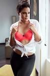 Zivame Padded Non Wired 3/4th Coverage T-Shirt Bra-Neon Coral — thumbnail 4