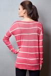 Zivame Asymmetric Horizontal Stripped Top with Button Detail on Back - Pink — thumbnail 2
