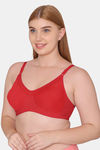 Souminie Double Layered Non-Wired Full Coverage Sag Lift Bra - Red — thumbnail 4