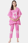 Aujjessa Straight Fit Cotton Night Suit - Pink — thumbnail 1