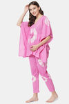 Aujjessa Straight Fit Cotton Night Suit - Pink — thumbnail 3