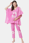 Aujjessa Straight Fit Cotton Night Suit - Pink — thumbnail 5