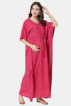 Aujjessa Straight Fit Rayon Night Suit - Fuschia — thumbnail 2