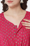 Aujjessa Straight Fit Rayon Night Suit - Fuschia — thumbnail 7