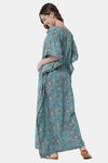 Aujjessa Straight Fit Cotton Night Suit - Turquoise — thumbnail 4