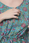 Aujjessa Straight Fit Cotton Night Suit - Turquoise — thumbnail 7