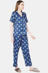 Smarty Pants Satin Pyjama Set - Navy Blue — thumbnail 2