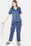 Smarty Pants Satin Pyjama Set - Navy Blue — thumbnail 5