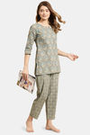 Prakrti Cloth Cafe Cotton Pyajama Set - Grey — thumbnail 4