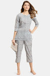 Prakrti Cloth Cafe Cotton Pyajama Set - Blue — thumbnail 4