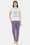 Lounge Dreams Cotton Night Suit - Purple — thumbnail 1