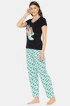 Lounge Dreams Cotton Night Suit - Aqua Blue — thumbnail 3
