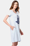 Lounge Dreams Cotton Mid Length Nightdress - Blue — thumbnail 1